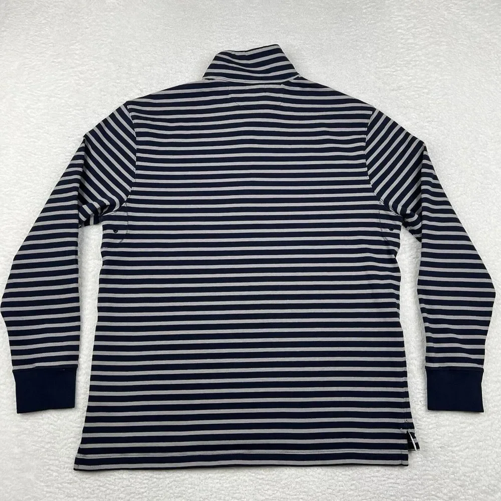 Vintage J Crew‎ Sweater Mens Large Blue Striped 1/4 Zip 80s Heavy Knit Pullover